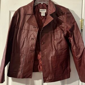 Women's Burgundy Leather Jacket